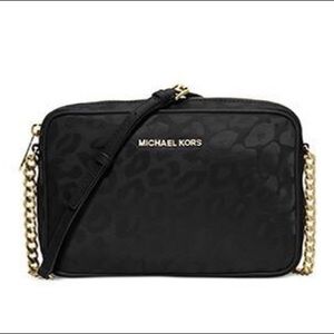 Black leopard print Michael Kors crossbody bag